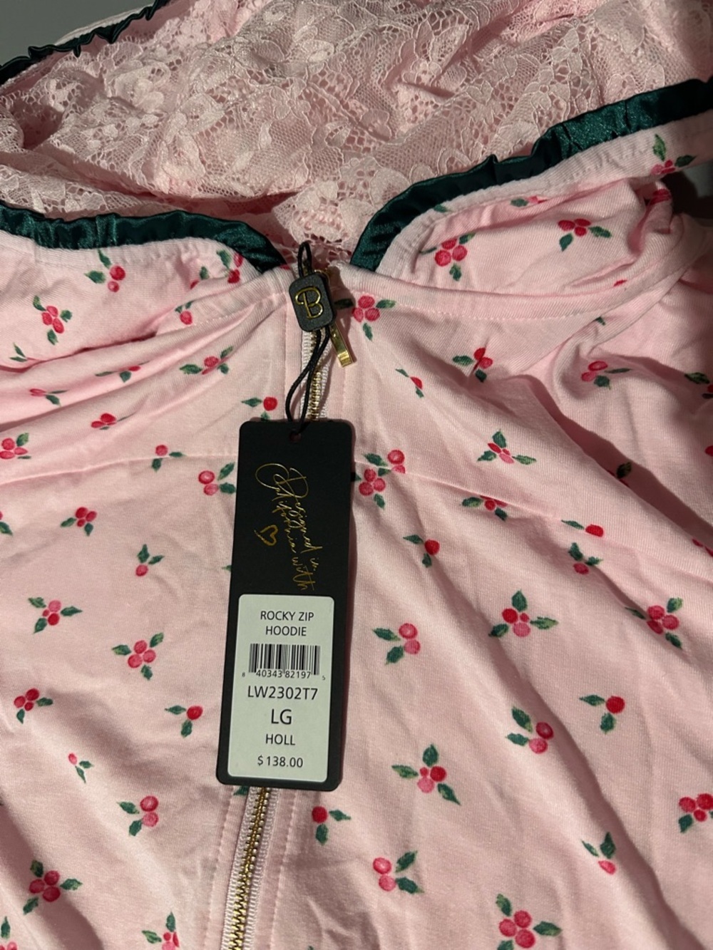 Beach Bunny Rocky Zip Hoodie- Holly-Day Large - Picture 7 of 9